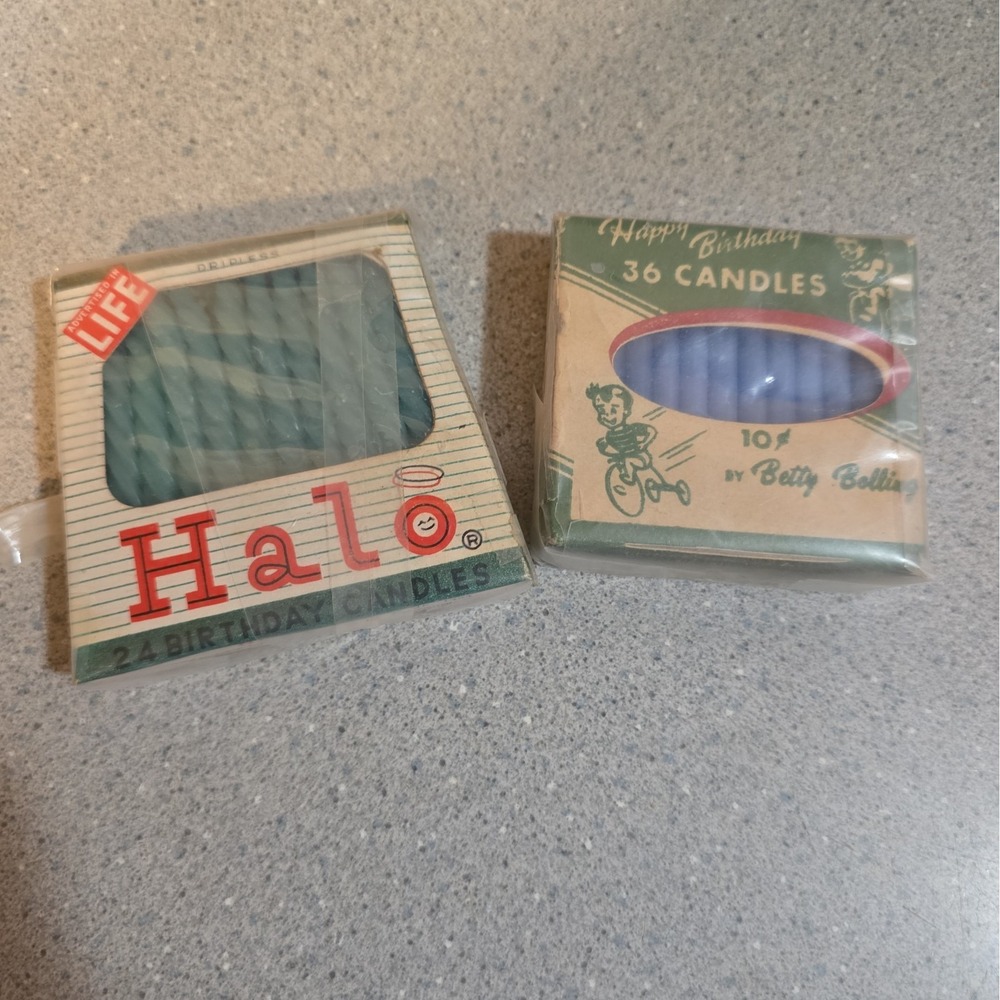 Lot Of Vintage Birthday Candles Original Boxes Halo Betty Bolling 5 Dozen